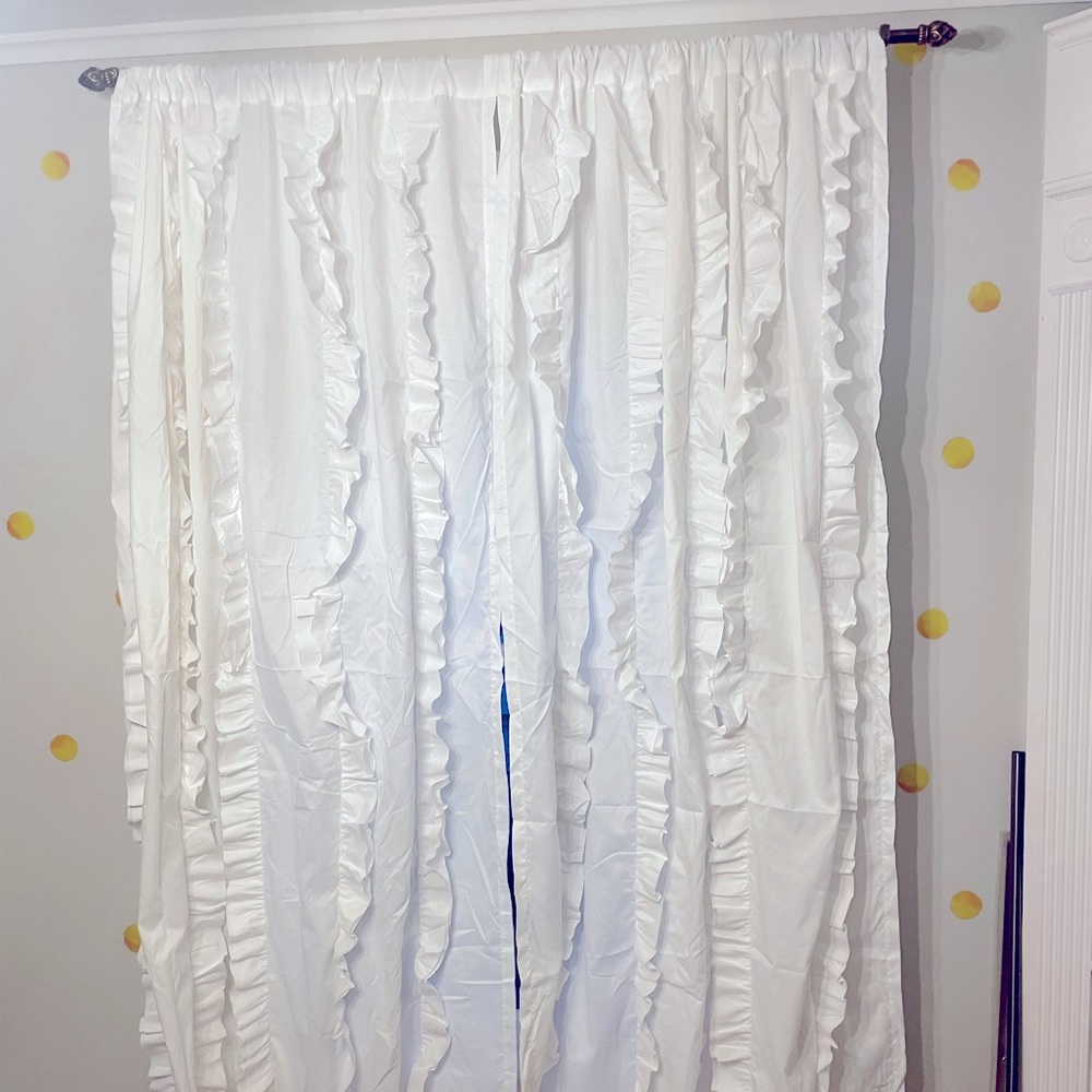Lush white ruffle curtain
